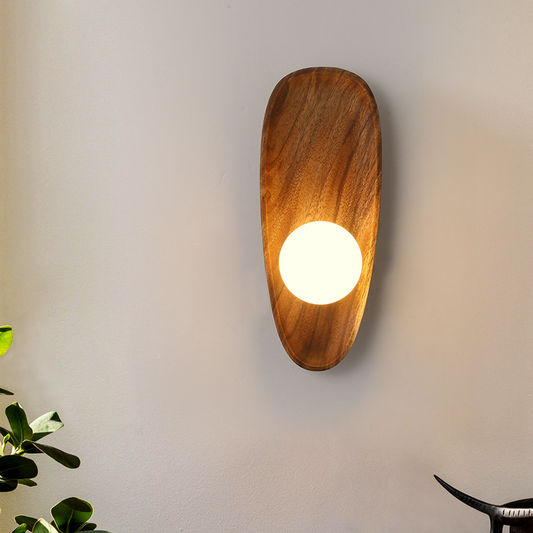 NaturGlanz: Lámpara de pared de madera – Luz cálida para sala de estar y dormitorio