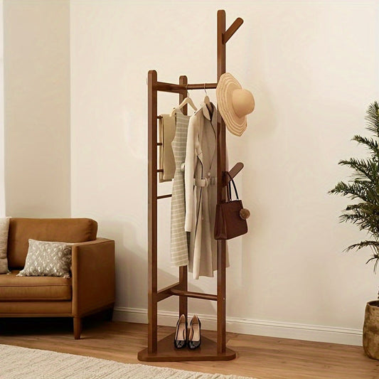 NaturHalt: Perchero de Bambú – organizador de pie estable con estante, decorativo y robusto para pasillo, dormitorio y habitación de invitados
