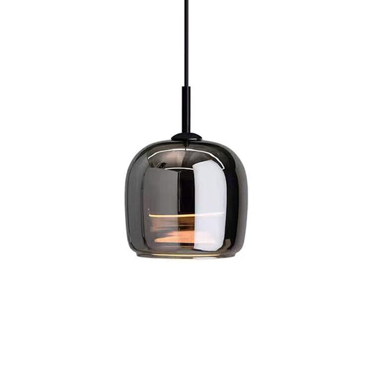NordGlas: Lámpara colgante de vidrio negro en diseño nórdico – Moderna lámpara LED