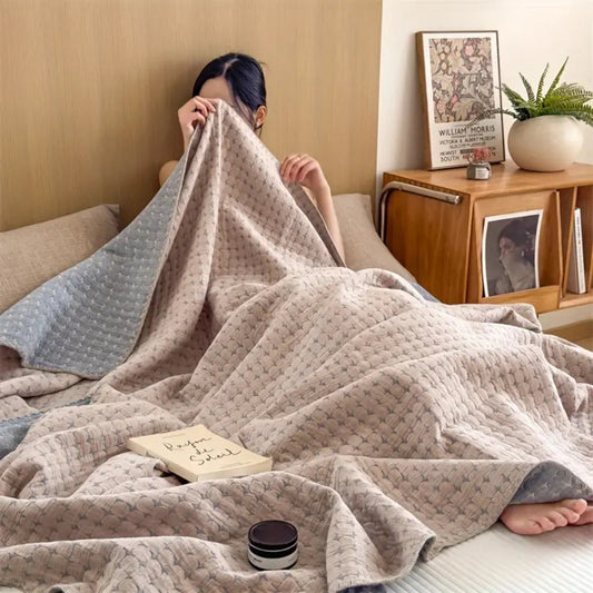 NordWebstuhl: Manta de algodón reversible con jacquard seersucker y ligera estructura – para sofá y dormitorio