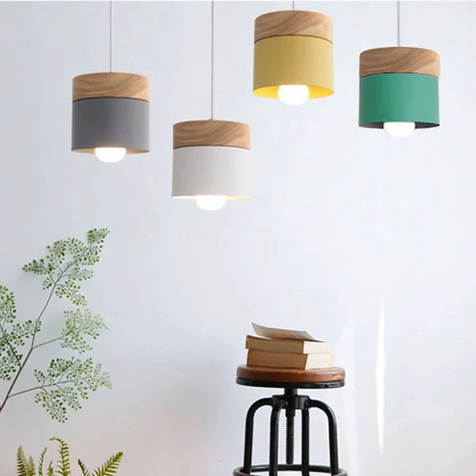 NordiLicht: Lámpara colgante de madera y metal – Luz de diseño colorido para habitaciones infantiles y rincones de lectura