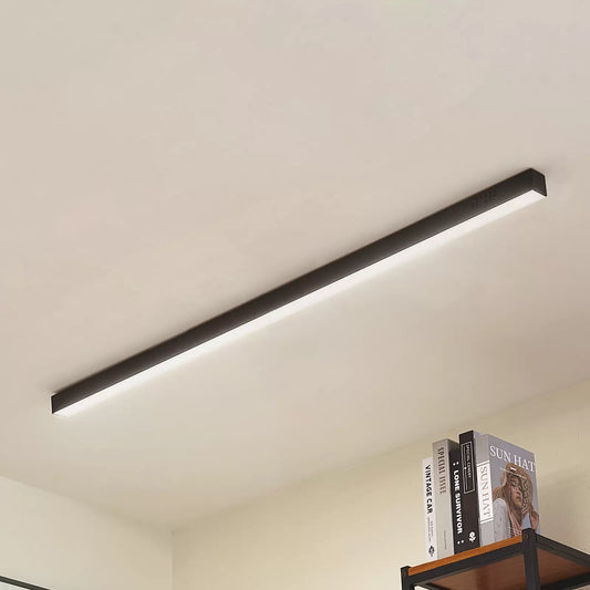 NordischerStrahl: Lámpara de techo LED de aluminio negra alargada – moderna y funcional para sala de estar y comedor