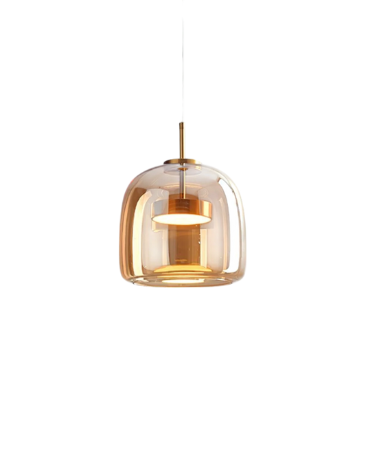 OmbraVetro: Lámpara colgante de diseño de vidrio tintado con luz LED blanco cálido – para sala de estar y comedor