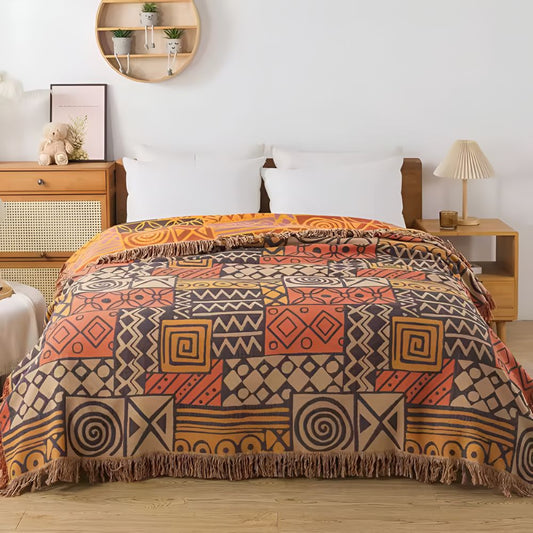 PatchworkFlair: Mantas de algodón con diseño tribal reversible y aspecto elegante – para dormitorios y áreas de estar