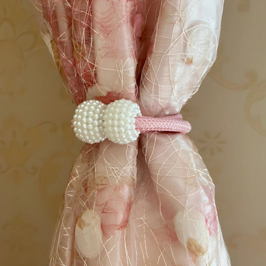 PerlaMagnet: Soporte para cortinas con perlas y imán – accesorio decorativo en juego de 2