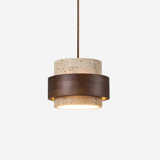 Perra: Lámpara colgante de travertino y madera de nogal – para comedor y sala de estar