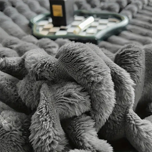 Manta de Rayas Esponjosa y Elegante para Sofá, Cama y Área de Estar