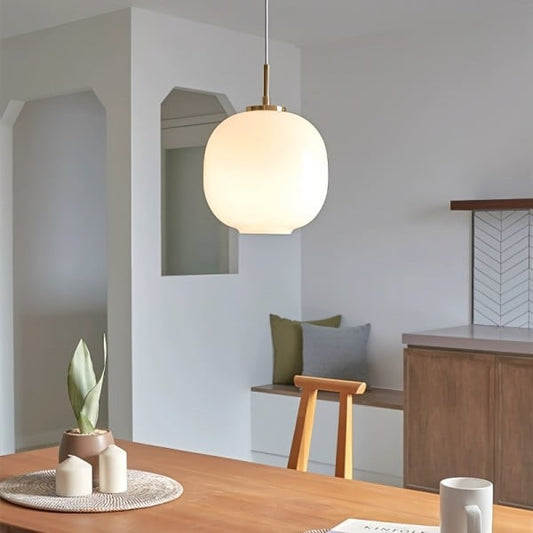 Radihous: Lámpara colgante de vidrio opalino escandinavo moderno – para sala de estar y comedor