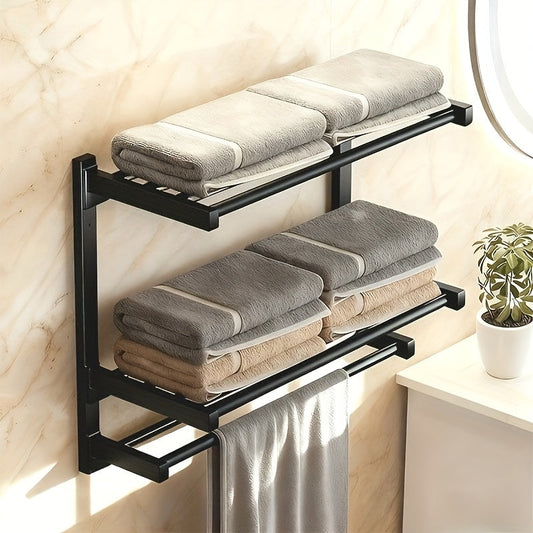 RaumEbene: Soporte para toallas de baño – soporte de pared multicapa de metal, estable y decorativo para toallas y accesorios