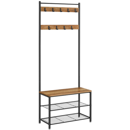 RaumGestell: Perchero de metal – organizador estable con soporte para zapatos y estante, compacto y multifuncional para el pasillo y dormitorio