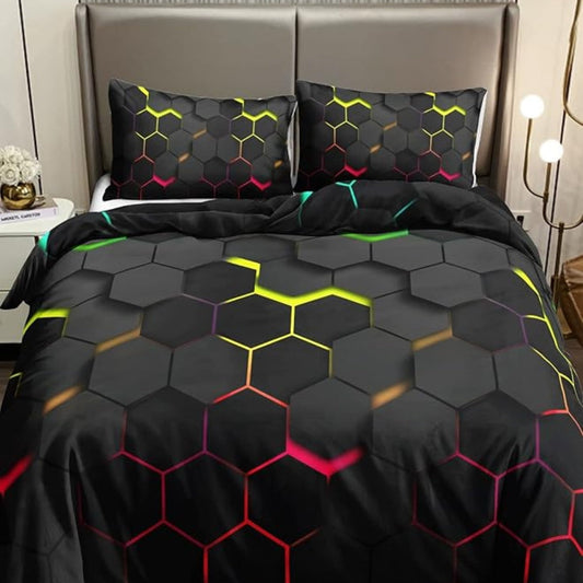 RaumLeben: Juego de funda nórdica decorativa – suave, transpirable y duradera con exclusivo patrón geométrico para el hogar
