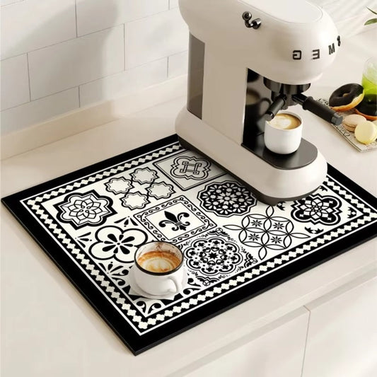 Tapete Absorbente para Café con Diseño de Azulejos Retro