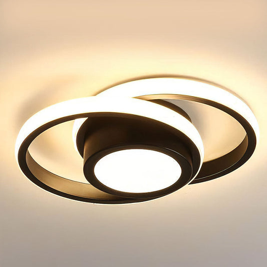 RingÉlégance: Lámpara de techo LED de doble anillo moderna – elegante y eficiente en energía para pasillos y áreas de estar