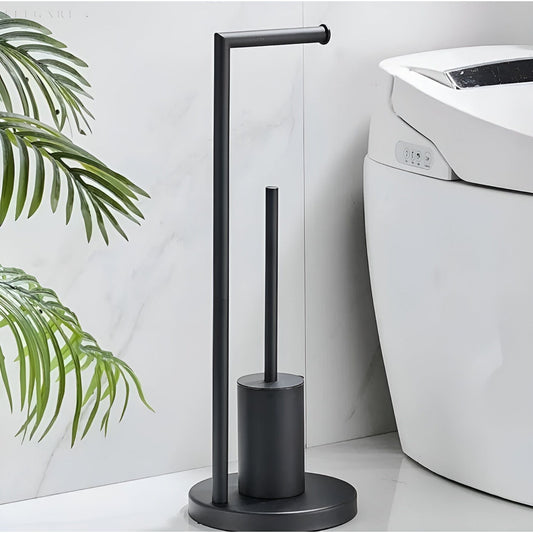 Soporte de Papel Higiénico Funcional con Cepillo Integrado – Diseño Ahorra Espacio para Baños Modernos