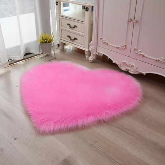 RomantikNest: Alfombra rosa suave en forma de corazón – acogedora para dormitorio, sala de estar y decoración festiva