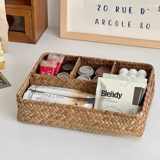 RustikNest: Organizador de almacenamiento de ratán – decorativo, espacioso e ideal para espacios modernos y escandinavos