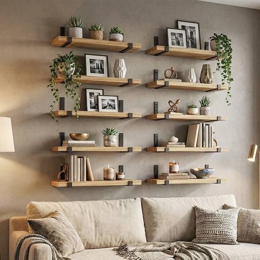 RustikTrend: Estantes de pared decorativos – robustos, de fácil mantenimiento y flotantes con acabado en madera para pasillos y salas de estar