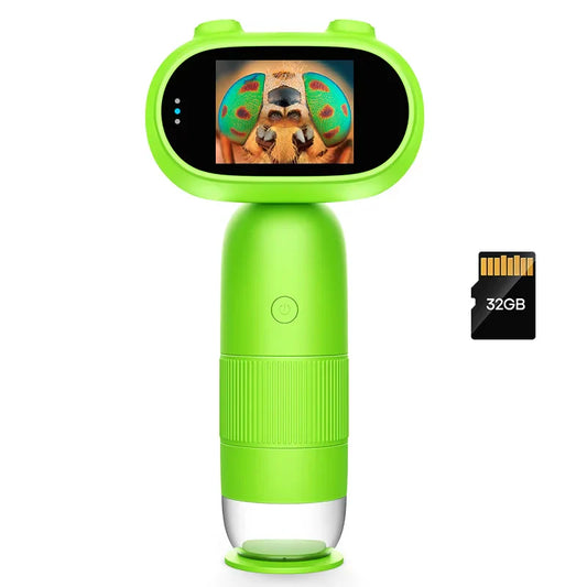 Microscopio Digital Portátil para Niños - Aumento 1000x, Pantalla IPS de 2"