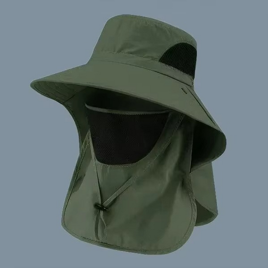 Sombrero de Sol Exterior con Protección UV y Visera Ancha y Solapa para el Cuello para Senderismo, Pesca y Camping