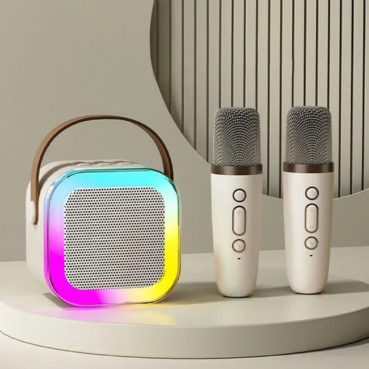 Máquina de Karaoke Bluetooth Portátil con Micrófonos Inalámbricos - Regalo Divertido para Familias