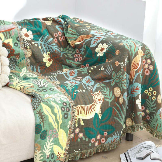 SavannenTraum: Mantas de algodón con función reversible y patrón llamativo – para dormitorio y sala de estar