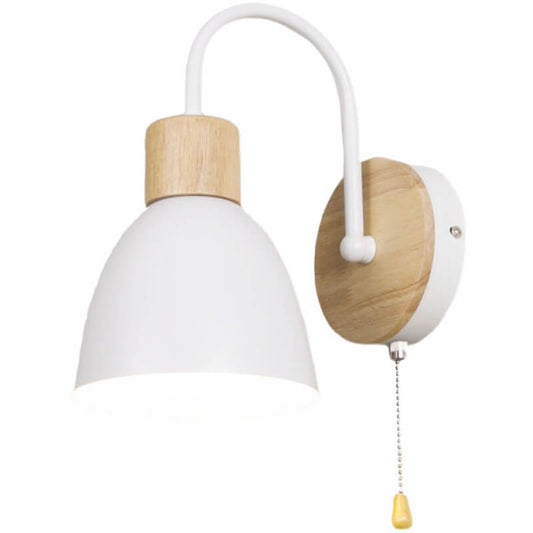 ScandiSchalten: Lámpara de pared LED moderna de 1 llama con detalles de madera y interruptor de cadena – ideal para sala de estar y rincón de lectura