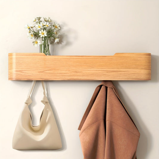 SchlüsselHolz: Perchero de pared – estante de madera moderno con ganchos, ahorrador de espacio y decorativo para el pasillo y dormitorio
