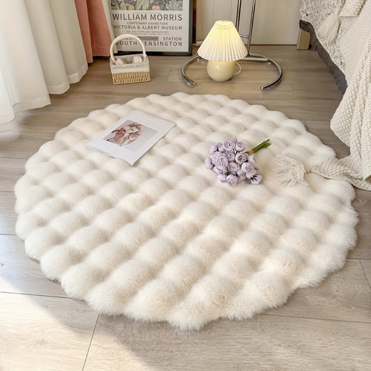 SerenaLuxe: Alfombra redonda suave y esponjosa de un solo color – decorativa para sala de estar y dormitorio