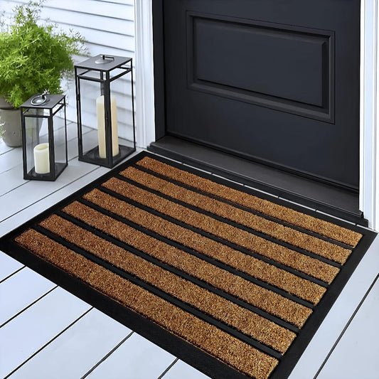 SichererStreifen: alfombra práctica para entrada – antideslizante, fácil de cuidar y diseño clásico a rayas para pasillo y patio