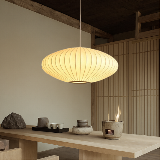Silkaura: Lámpara colgante LED de tela de seda – diseño italiano y elegancia
