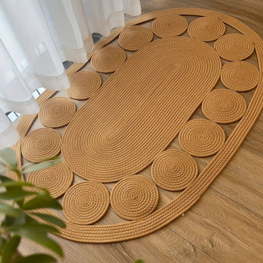 SonnenKreis: alfombra de entrada ovalada Boho en diseño espiral – suave, antideslizante y decorativa para sala de estar y pasillo