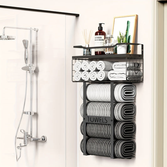 StädtischesRegal: Soporte para toallas de baño – moderno soporte de pared con estante, decorativo y multifuncional para toallas y textiles de baño