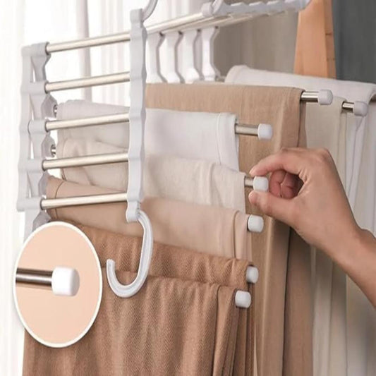 StahlLinie: Perchero de pantalones con 5 barras – duradero, antideslizante y perfecto para jeans, trajes y pantalones de tela