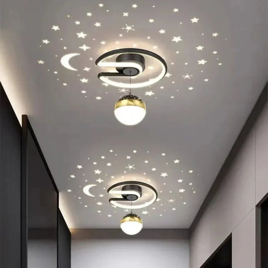 StellaGlow: Lámpara de techo LED redonda con efecto cielo estrellado y color de luz regulable – para dormitorios y habitaciones infantiles