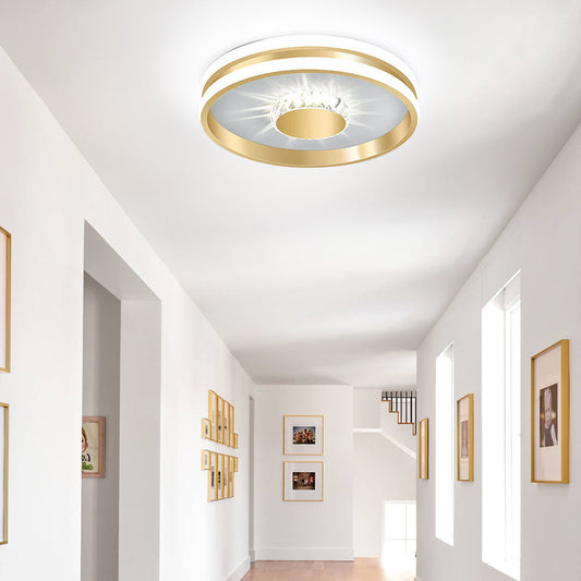 StrahlAurora: Lámpara de techo LED de cristal dorado – elegante y decorativa para pasillos y áreas de estar