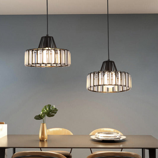 StrahlÉbène: Lámpara colgante de cristal moderna negra – decorativa y eficiente en energía para salas de estar y comedores