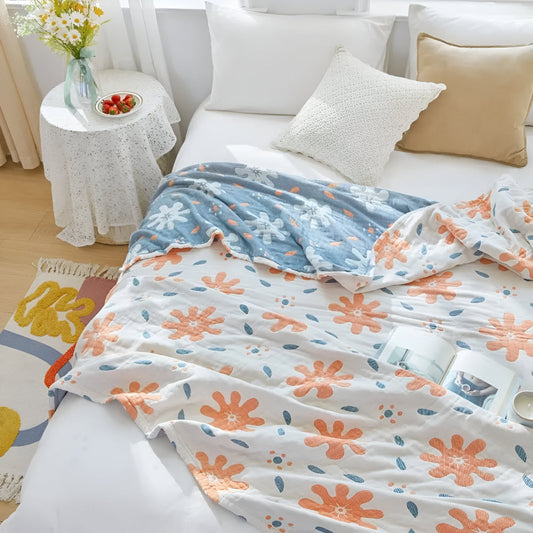 StrahlGlück: Mantas de algodón con diseño abstracto, función reversible y ligereza durante todo el año – para sofá y cama