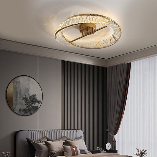 StrahlOpal: Lámpara de techo LED de cristal moderna redonda de acero inoxidable – elegante y decorativa para salón y dormitorio