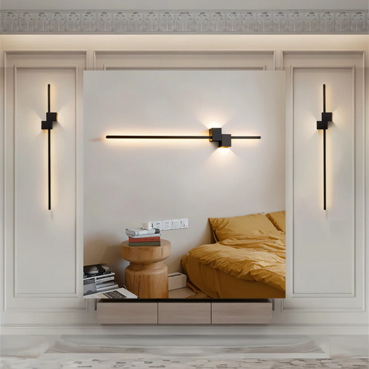 StrahlZeit: Lámpara de pared LED moderna alargada y cálida – para pasillo y salón