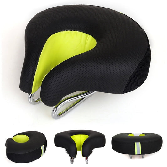 Asiento de bicicleta sin costuras para montaña con acolchado grueso y suave (Verde)