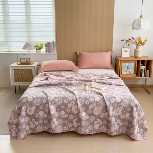 Traumträumerei: mantas de algodón de gasa con estampado floral rústico y tacto suave – para sofá y lounge