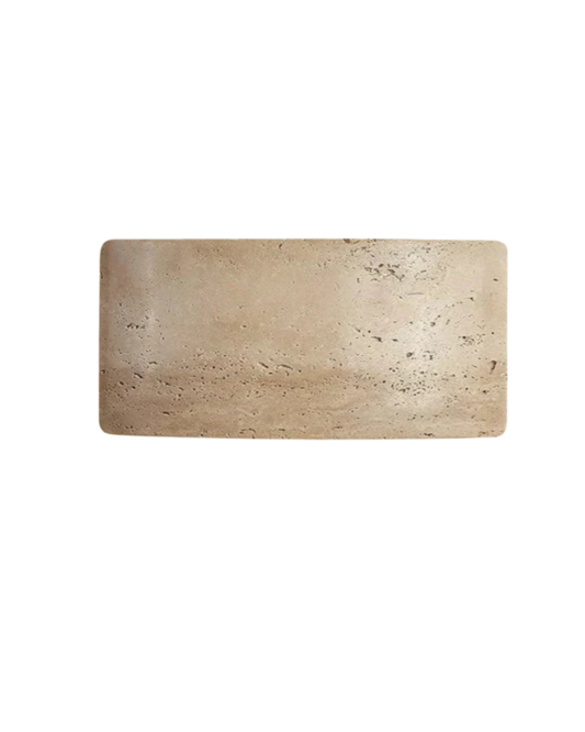 TravéaLume: Aplique de travertino moderno de piedra natural con luz LED cálida y IP65 – para interiores y exteriores