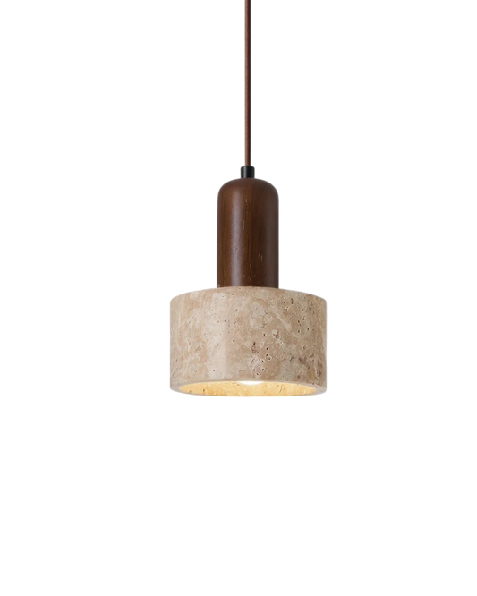 TravertinLicht: Lámpara colgante de diseño – lámpara de piedra natural lujosa con forma moderna, para sala de estar y comedor