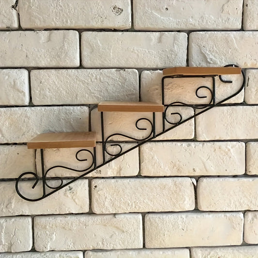 TreppenBilden: Estantería de pared de metal – decorativa, robusta y colgante en diseño de escalera para plantas y salón
