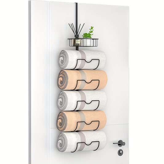 UrbanGestell: Soporte para toallas de baño – soporte de puerta multifuncional de metal, ajustable y ahorrador de espacio para toallas y accesorios