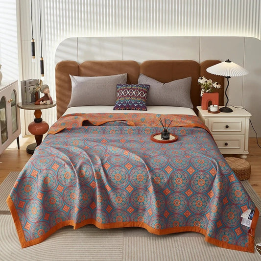 Velina: Elegante manta de algodón con diseño reversible y textura ligera – para camas y espacios modernos