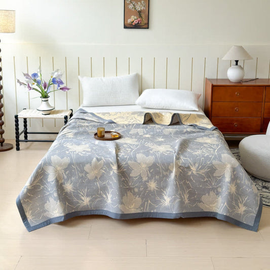 Velurelle: mantas de algodón con delicado diseño floral y ligereza de tres capas – para sofá y área de estar