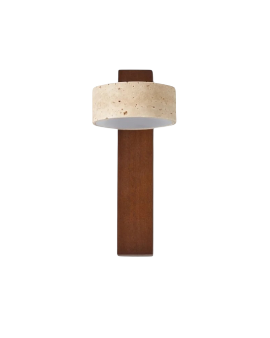 VéraTravis: Aplique de travertino minimalista de piedra natural con luz cálida – para salón y pasillo