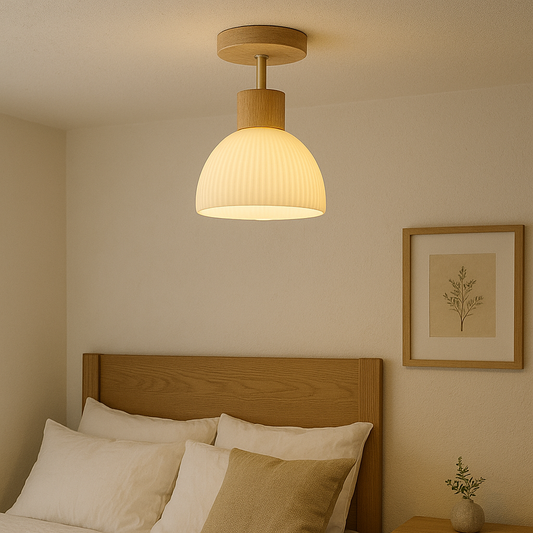 VetraLicht: Lámpara de techo moderna de madera y vidrio LED – para comedor y pasillo