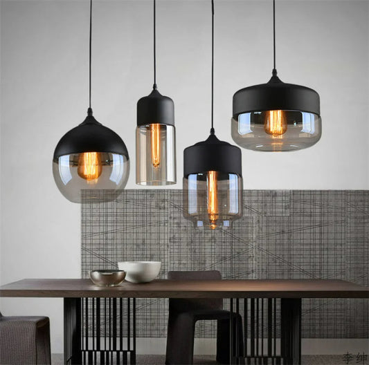 VitraGlow: Lámpara colgante de vidrio y madera – Luz de diseño elegante para sala de estar y comedor